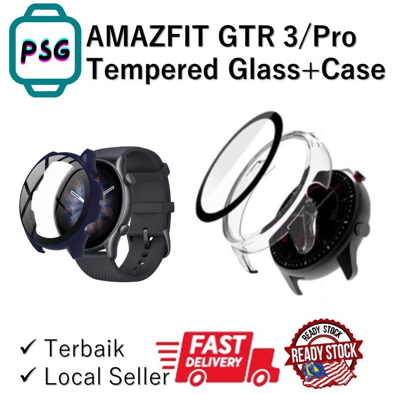 (PSG) เคสกระจกนิรภัยสําหรับ AMAZFIT GTR 3 AMAZFIT GTR 3 PRO ฝาครอบแบบเต็ม CASING สําหรับ AMAZFIT GTR