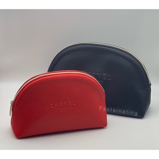 Chanel Cosmetic Bag หนังเทียมสีแดง ขนาด 7x4.5x2”