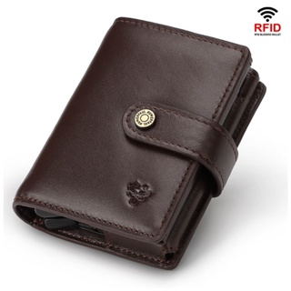 Vintage New RFID Blocking Money Belt Wallet Automatic Pop-up Credit Card Case Large Capacity Business Purse Cash Pocket