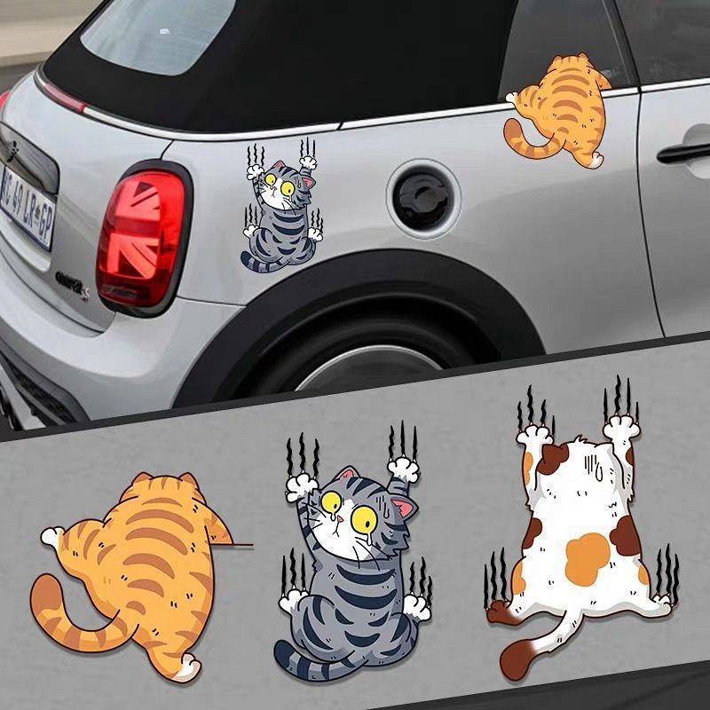 Sex Fun Funny Pet Cat Bumper Stickers Scratch White Cat Automobile Sticker Bumper Stickers Paper Bod