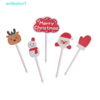 [WillbehotT] ส้อมจิ้มผลไม้ และเบนโตะ ลาย Merry Christmas สําหรับเด็ก [ใหม่]