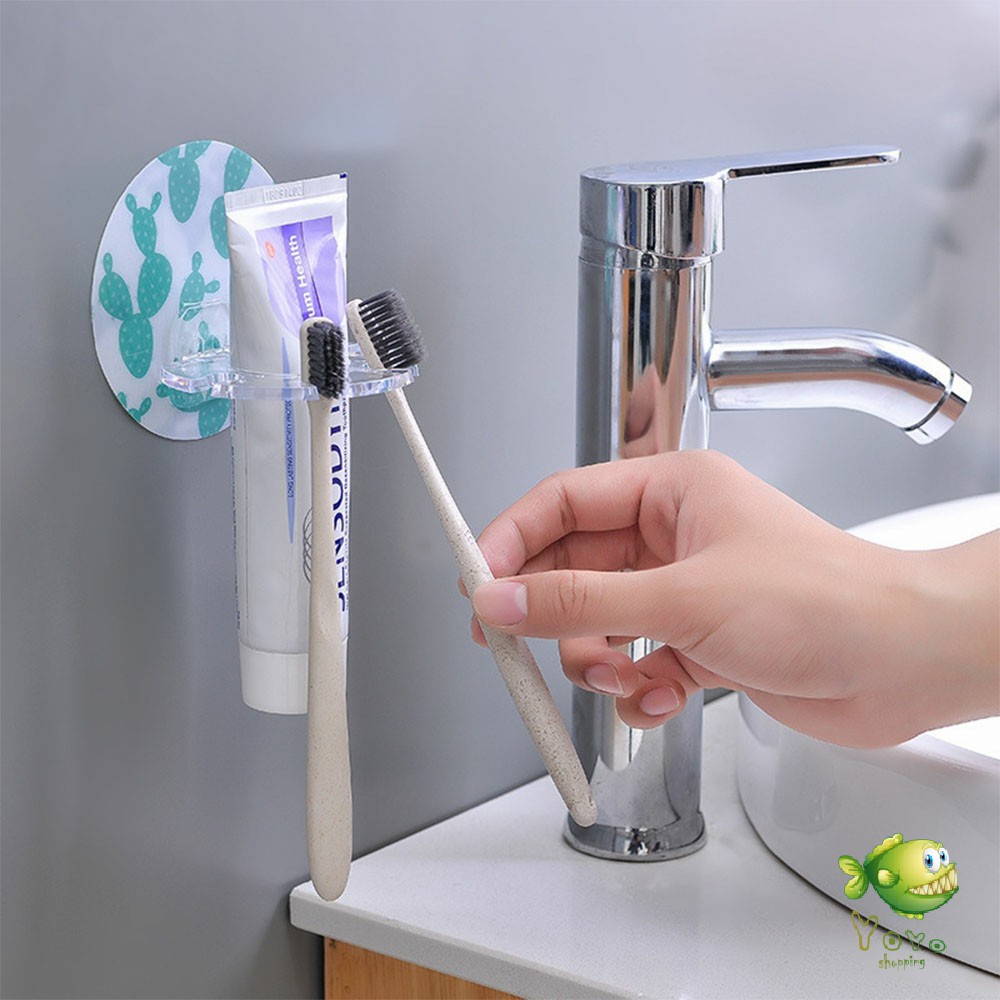 YOYO ที่วางแปรงสีฟันติดผนัง ไม่ต้องเจาะ รับน้ำหนักได้มาก กันน้ำ Toothbrush holder