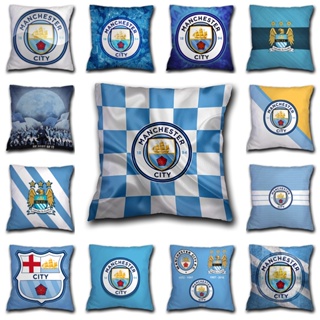 ปลอกหมอน ผ้าโพลีเอสเตอร์ ทรงสี่เหลี่ยม พิมพ์ลายโลโก้ Manchester City World Cup สําหรับตกแต่งบ้าน โซฟา ห้องนอน (ไม่มีแกนหมอน)