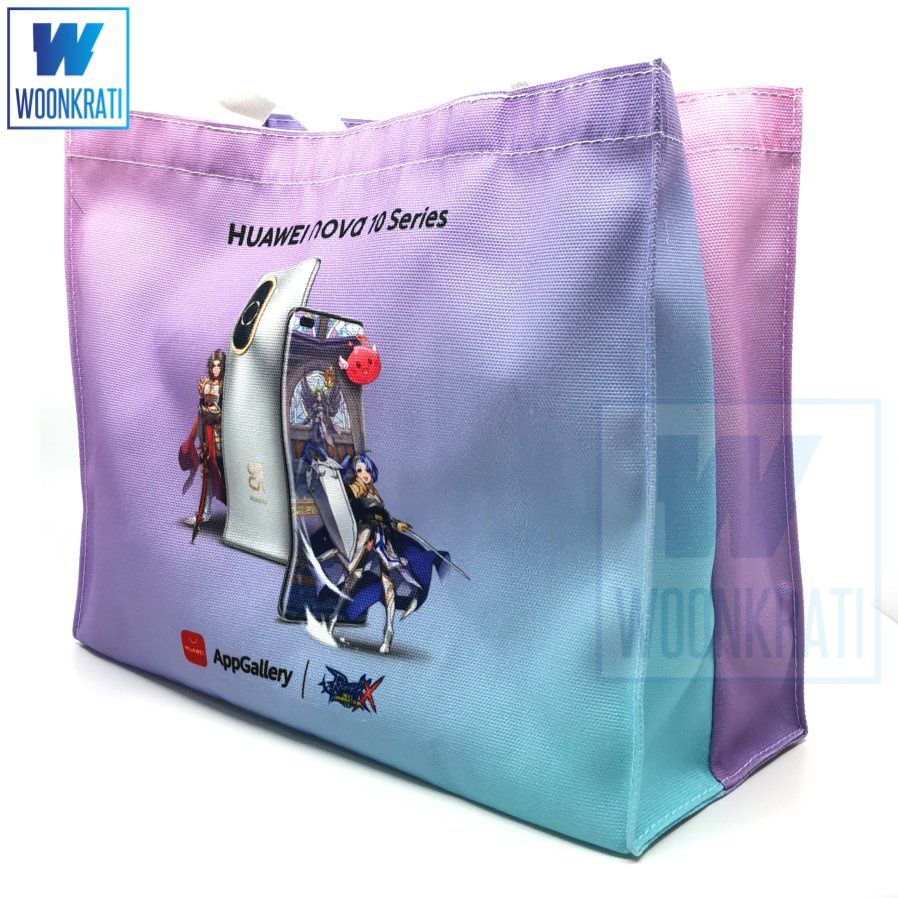 กระเป๋าถุงผ้าหนาสีพาสเทล HUAWEI APPGALLERY RAGNAROK X - TGS2022  Size: 33CMx26CMx12CM - มือสอง สภาพดี Poring