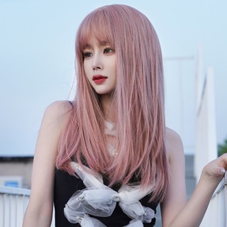 C-0347 วิกผมยาวตรง สีชมพู แฟชั่น สําหรับผู้หญิง ขายส่ง