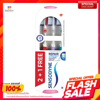 เซ็นโซดายน์ แปรงสีฟัน รุ่นรีแพร์ แอนด์ โพรเทคท์ แพ็ค 2+1 คละสีSensodyne Toothbrush, Repair &amp; Protect, Pack 2+1, Assorted