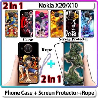 เคส Nokia X20 X10 2 IN 1 พร้อมกระจกกันรอยหน้าจอเซรามิกแบบโค้งนารูโตะและดีไซน์ชิ้นเดียว