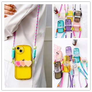 COD Ready Stock Cute Universal Mobile Phone Lanyard with Clip Bear Heart Kuromi Shape Anti-lost Hanging Long Rope Accessories