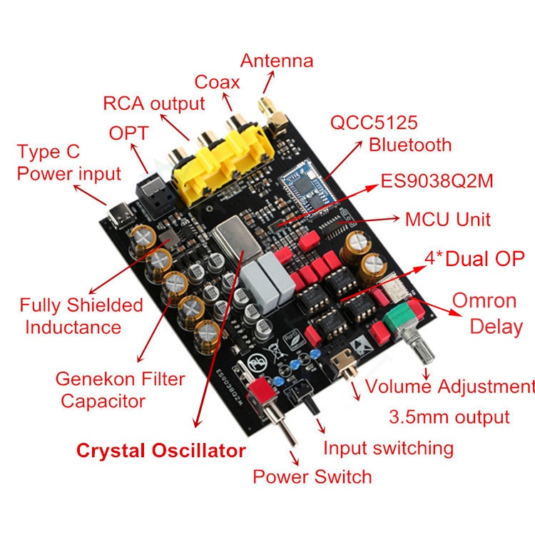 Rod Rain Audio ES9038Q2M DAC QCC5125 Bluetooth 5.1 APTX-HD LDAC APTX-Adaptive Sound Decoder Audio DAC #8