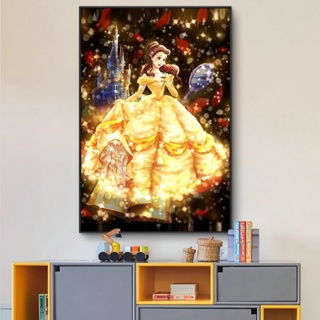 โปสเตอร์ภาพวาดผ้าใบ รูปเจ้าหญิงดิสนีย์ Rapunzel Snow White Cinderella Forest สําหรับตกแต่งผนังบ้าน ห้องนั่งเล่น