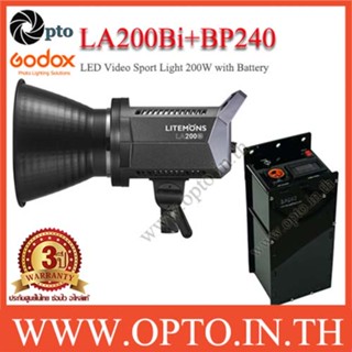 Litemons LA200Bi + BP240 Godox ไฟต่อเนื่อง 200W พร้อมแบตเตอรี่ 1ชม. LA200