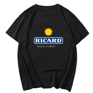 【Plus Size】เสื้อยืดแขนสั้น พิมพ์ลายกราฟฟิค Ricard แฟชั่นฤดูร้อน สไตล์ฮาราจูกุ สําหรับผู้ชาย และผู้หญิง มีสีดํา สีขาว