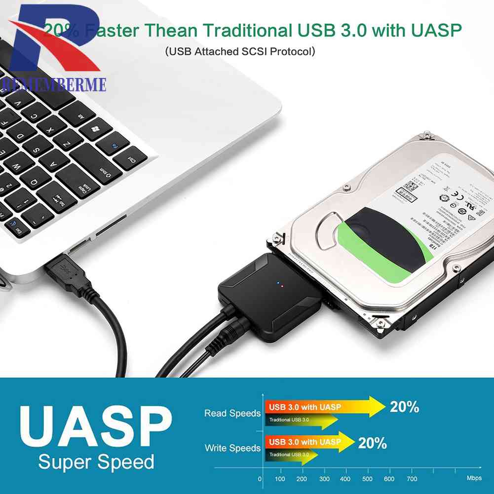 Sata to USB อะแดปเตอร์ USB 3.0 to Sata 3 สายเคเบิ้ล สําหรับ 2.5in 3.5in Hard Disk Drive #8