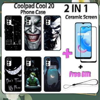 2 IN 1 Coolpad Cool 20 เคสโทรศัพท์ พร้อมกระจกนิรภัย เซรามิค ป้องกันหน้าจอ โค้ง ฟิล์มนิรภัย ด้านนอก อวกาศ