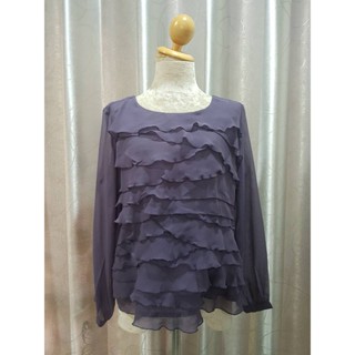 FF000033 -เสื้อผ้ามือสอง ชีฟอง สีม่วง อก 38 นิ้ว