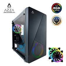 AZZA Micro ATX Mid Tower Tempered Glass NOIR 130 with 12cm ARGB Fan x 2 – Black