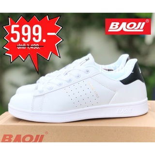 💥 BAOJI ลิขสิทธิ์แท้ SALE 💥 รองเท้าบาโอจิ ผู้หญิง นุ่ม สบาย ลำลอง ผ้าใบ สีขาวดำ