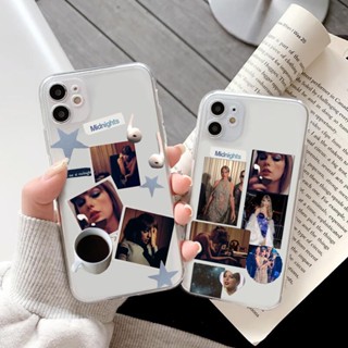 เคสโทรศัพท์มือถือ ซิลิโคนนิ่ม แบบใส ลาย Taylor Swift Midnights สําหรับ iphone 13 14 7 X XS XR XSMax 11pro 12 pro 13 pro Max