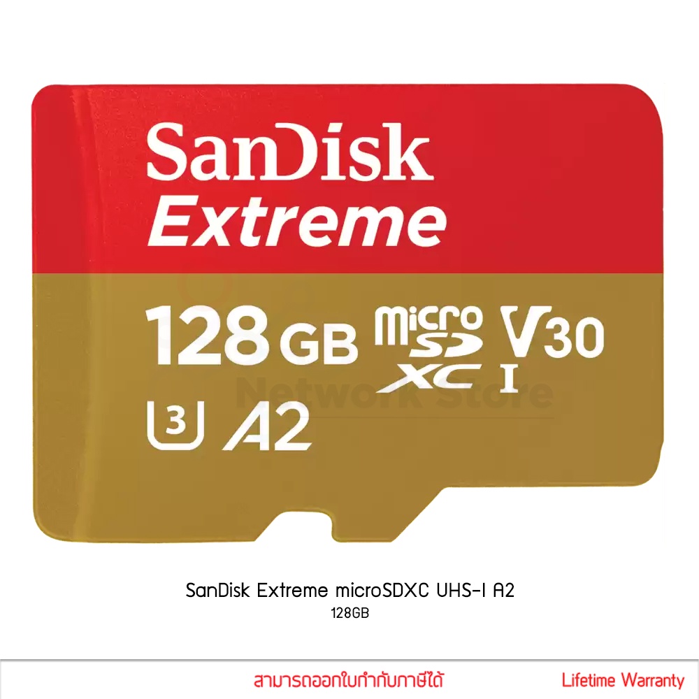 SanDisk Extreme microSDXC, SDXC, 128GB, V30, U3, A2, UHS-1, 160MB/s R, 100MB/s W, (SDSQXA1-128G-GN6A