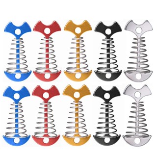 10Pcs Adjustable Plank Floor Spring Fishbone Anchor Tent Pegs Buckle Outdoor Awning Deck Fixed Nails Camping Tent Hooks