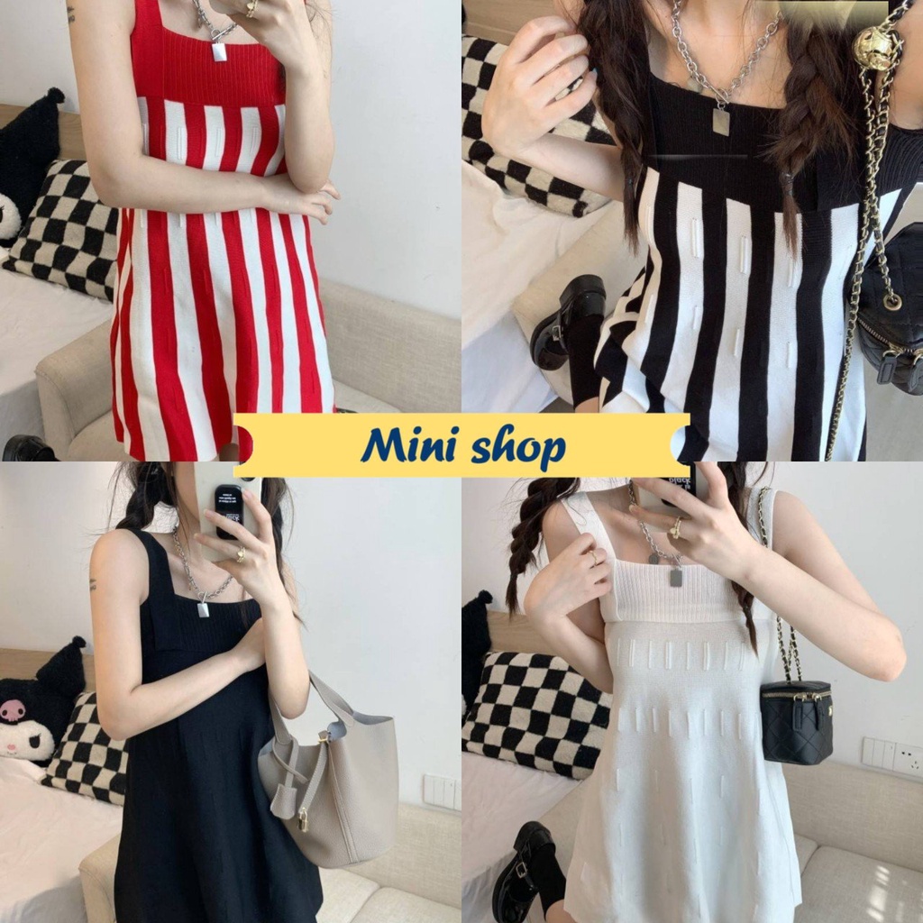 Mini shop พร้อมส่ง (1333) มินิเดรสไหมพรม ปล่อยเอวใส่สบายวัสันแจ่ม ผ้านิ่มสุดๆ