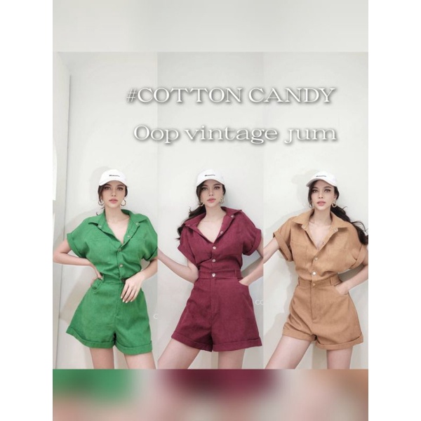 #COTTON CANDY 🍭 Oop vintage jum จั้มขาสั้นคอปก