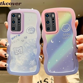 เคสโทรศัพท์มือถือ TPU นิ่ม ลายหมีหน้ายิ้ม สีรุ้ง สําหรับ Huawei P40 P30 P20 Pro Mate 50 40 30 20 Pro P40 P30 Lite