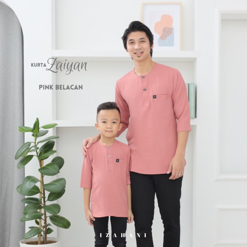 Kurta IRONLESS [KURTA ZAYAN COLOUR PINK BELACAN, NAVY BLUE]