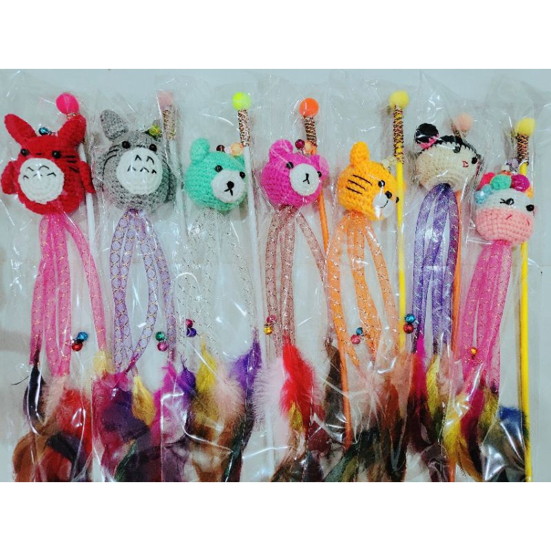 ไม้ล่อแมว ตุ๊กตาไหมพรหมถัก แพ็ค 6 ชิ้น