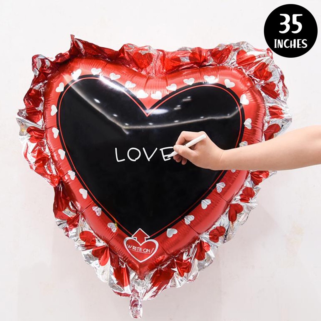 ลูกโป่งฟอยล์ Heart Blackboard Jumbo Write-On Foil Balloon (with Helium)