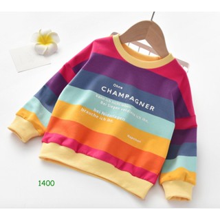 TLG-1400 เสื้อแขนยาวเด็กผู้หญิง sweater สีสีเรนโบว์ (คอเหลือง)