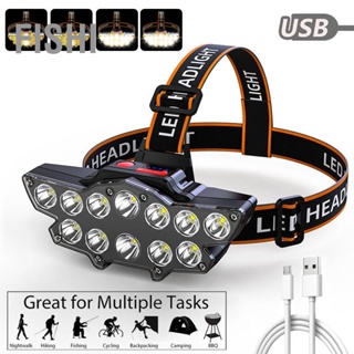 BFishi ไฟฉายสวมศีรษะ Led 12 ดวง ชาร์จ Usb กันน้ํา สําหรับตกปลา เดินป่า เดินกลางคืน