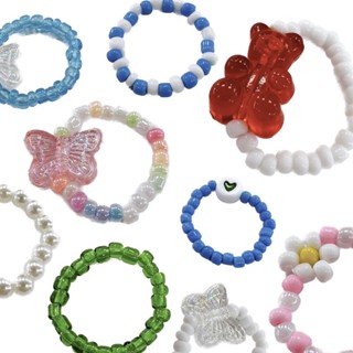 แหวนลูกปัดน่ารักสีพาสเทล bead rings pastel