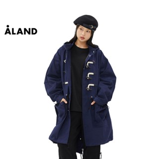 ALAND เสื้อ ROMANTIC CROWN FISHTAIL DUFFLE COAT_Navy_LONG COAT สีกรมท่า