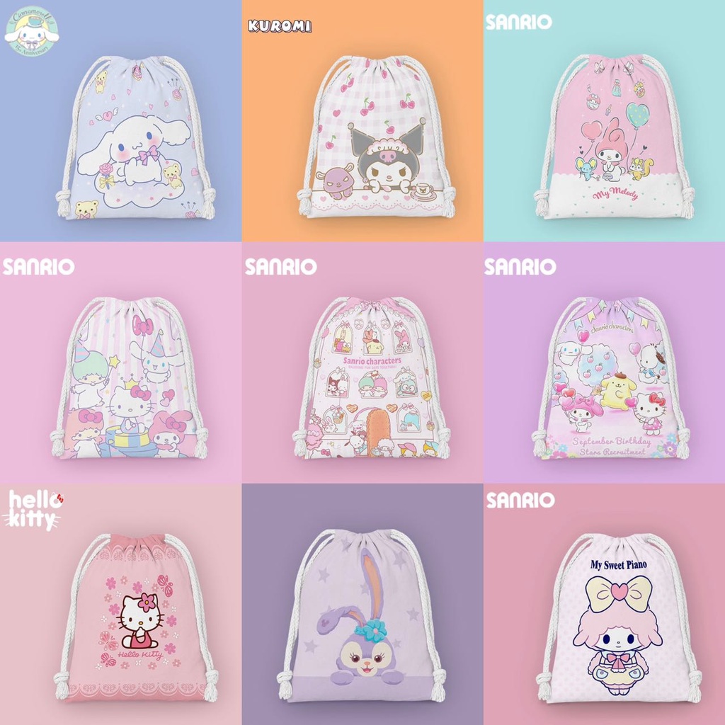 กระเป๋าผ้า Sanrio ซานริโอ หูรูด ลายการ์ตูนน่ารัก สไตล์เกาหลี งานดี POCKET BAG