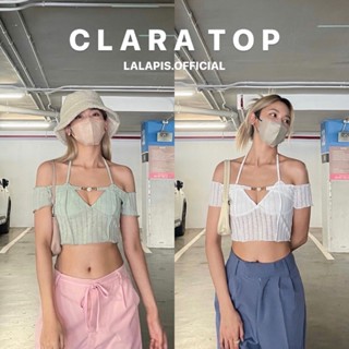 Lalapis | CLARA TOP🦋 เสื้อครอปปาดไหล่สไตล์y2k