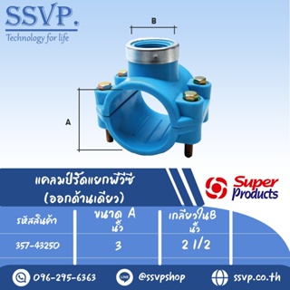 แคลมป์รัดแยกพีวีซี(ออกด้านเดียว) รหัส 357-43250 ขนาด A 3" - B 2 1/2" ขนาดรูเจาะ 52 มม.(แพ็ค 1 อัน)