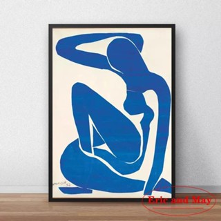 โปสเตอร์ภาพวาดผ้าใบ พิมพ์ลาย Henri Matisse Blue Nude สไตล์โมเดิร์น สําหรับตกแต่งผนัง ห้องนั่งเล่น