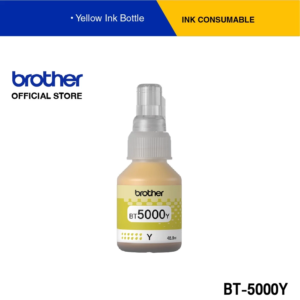Brother BT5000Y หมึกพิมพ์เลเซอร์ สีเหลือง สำหรับเครื่องอิงค์เจ็ทรุ่น DCP-T300,DCP-T500W,DCP-T700W,MFC-T800W,DCP-T426W