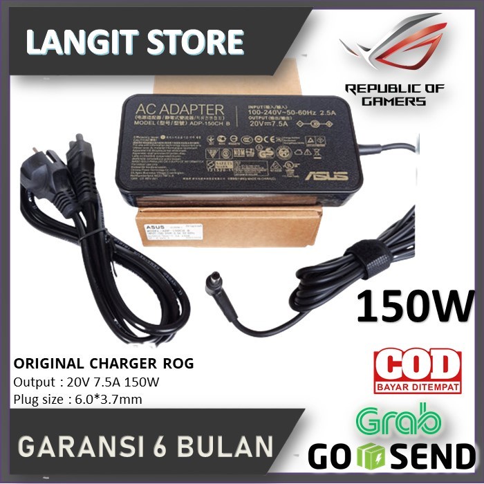 Asus 20V 7.5A 150W 6.0*3.7 มม.อะแดปเตอร์ชาร์จแล็ปท็อป AC สําหรับ Asus TUF Gaming A15 FX505 FX505D FX