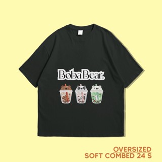 oversize T-shirt เสื้อยืด ขนาดใหญ่ พิมพ์ลาย BOBA BARE BEAR สําหรับผู้ชาย และผู้หญิง S-5XL