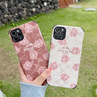 Coach เคสโทรศัพท์หนัง กันกระแทก สี่มุม ลายดอกไม้ สําหรับ iPhone 14 11 12 13 Pro Max X XR XS Max 14 Plus