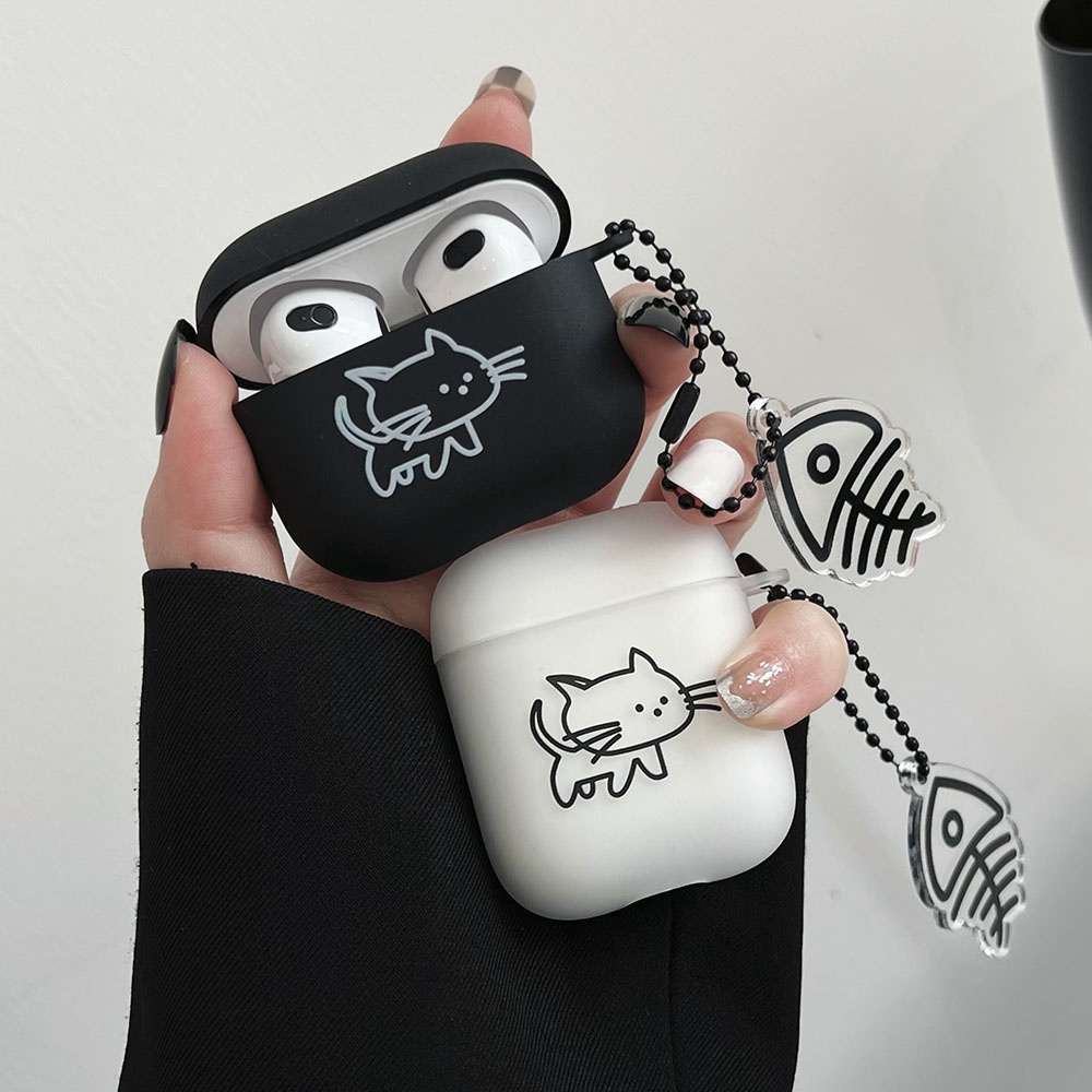 การ์ตูนแมวคนรัก Matte สําหรับ AirPods 1/2/3/4 Soft TPU น่ารักสําหรับ AirPods Pro 2 หูฟังบลูทูธกรณีพวงกุญแจ