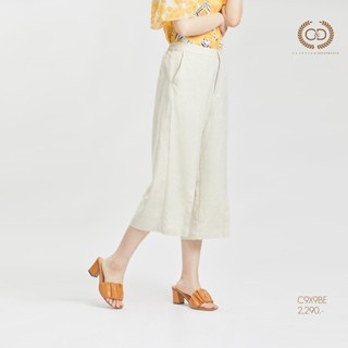 C&amp;D Linen Pants ทรง Front Slit Pants ขาสี่ส่วน เนื้อผ้าลินินพรีเมี่ยม สีเบจ(C9X9BE)