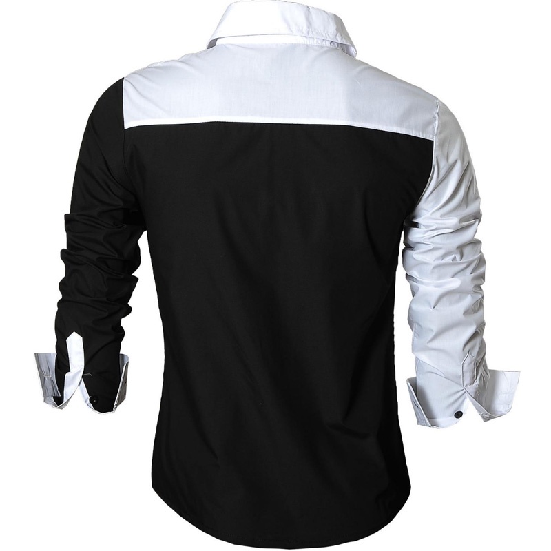Jeansian Men's Casual Dress Shirts Fashion Desinger Stylish Long Sleeve Slim Fit 8371 Blac00 #2