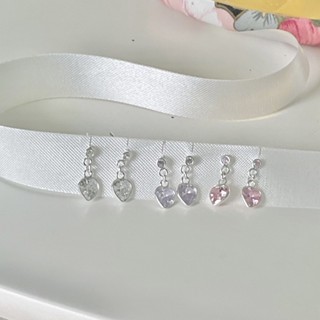 Winterwinter Jewelry Silver925 : เครื่องประดับเงินแท้ เงินแท้925 ต่างหูเงินแท้ ต่างหูตุ้งติ้ง รูปหัวใจ ต่างหูเพชร cz