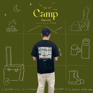 Playworks เสื้อยืดT shirt – Life is a journey ลาย camping trip