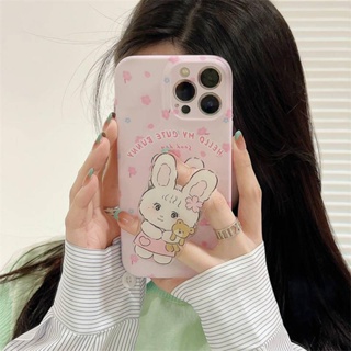 เคสโทรศัพท์มือถือ กันกระแทก ลายการ์ตูนหมี กระต่ายน่ารัก สําหรับ Apple Iphone 13 14promax 11 14pro