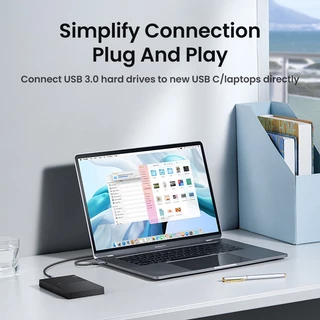 Ugreen USB C to Micro B 3.0 สายเคเบิ้ล 5Gbps 3A Fast Sync Cord สําหรับ Macbook ฮาร์ดดิสก์ไดรฟ์ HDD SSD เคส USB Type C Micro B สายเคเบิ้ล