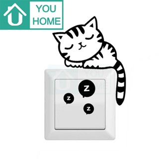 สติ๊กเกอร์ติดสวิตซ์ แมว ถอดออกได้ สวิตซ์สติ๊กเกอร์ สติกเกอร์…